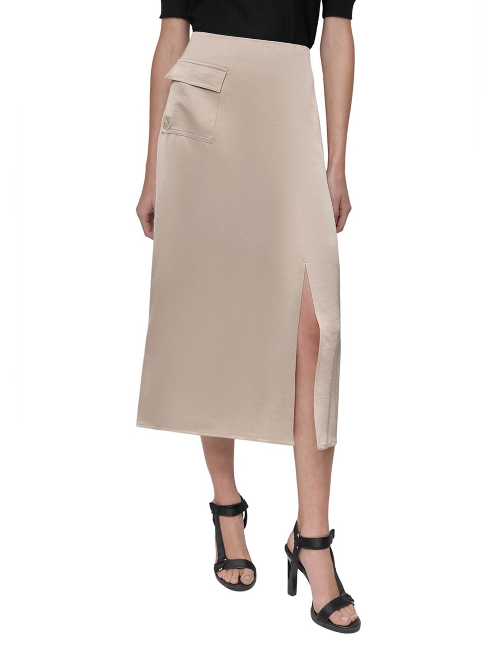 DKNY Satin Cargo Skirt- Comfortable Elegant Silhouette